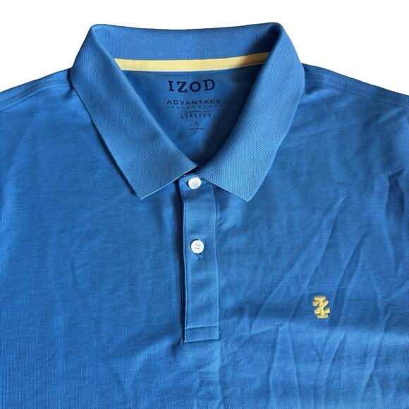 IZOD Advantage Polo Shirt Men’s L Blue Stretch Performance Golf Casual Top - Picture 2 of 12